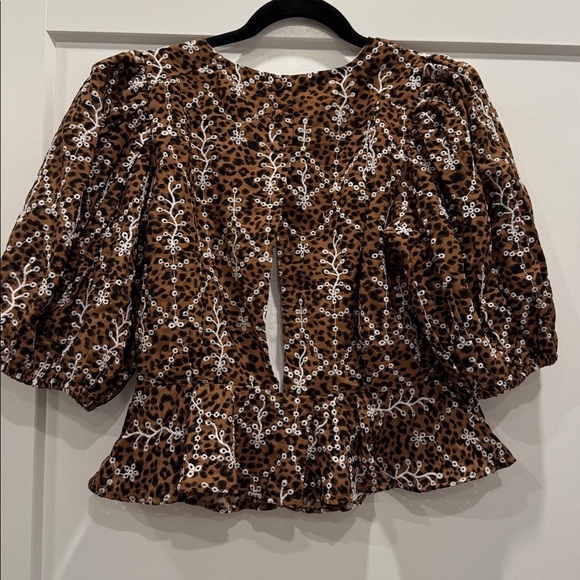 NWT Free the roses leopard print peplum top - Picture 4 of 6